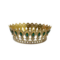 Корона металлическая/ диаметр 12,5  см / Высота 5 см / золото с изумрудными камнями