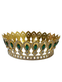Корона металева/ діаметр 12,5 см/ Висота 5 см/ золото зі смарагдовими каменями