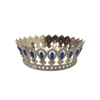 Корона металева/ діаметр 12,5 см/ Висота 5 см/сріб із синіми каменями