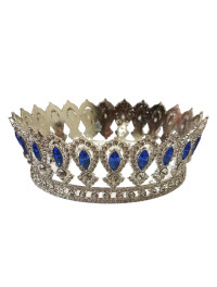 Корона металева/ діаметр 12,5 см/ Висота 5 см/сріб із синіми каменями