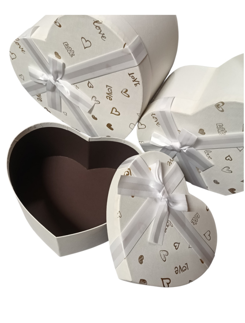 Подарункові коробки "серце"/3 в 1/білий