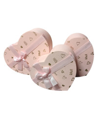 Подарункові коробки "серце"/3 в 1/рожевий