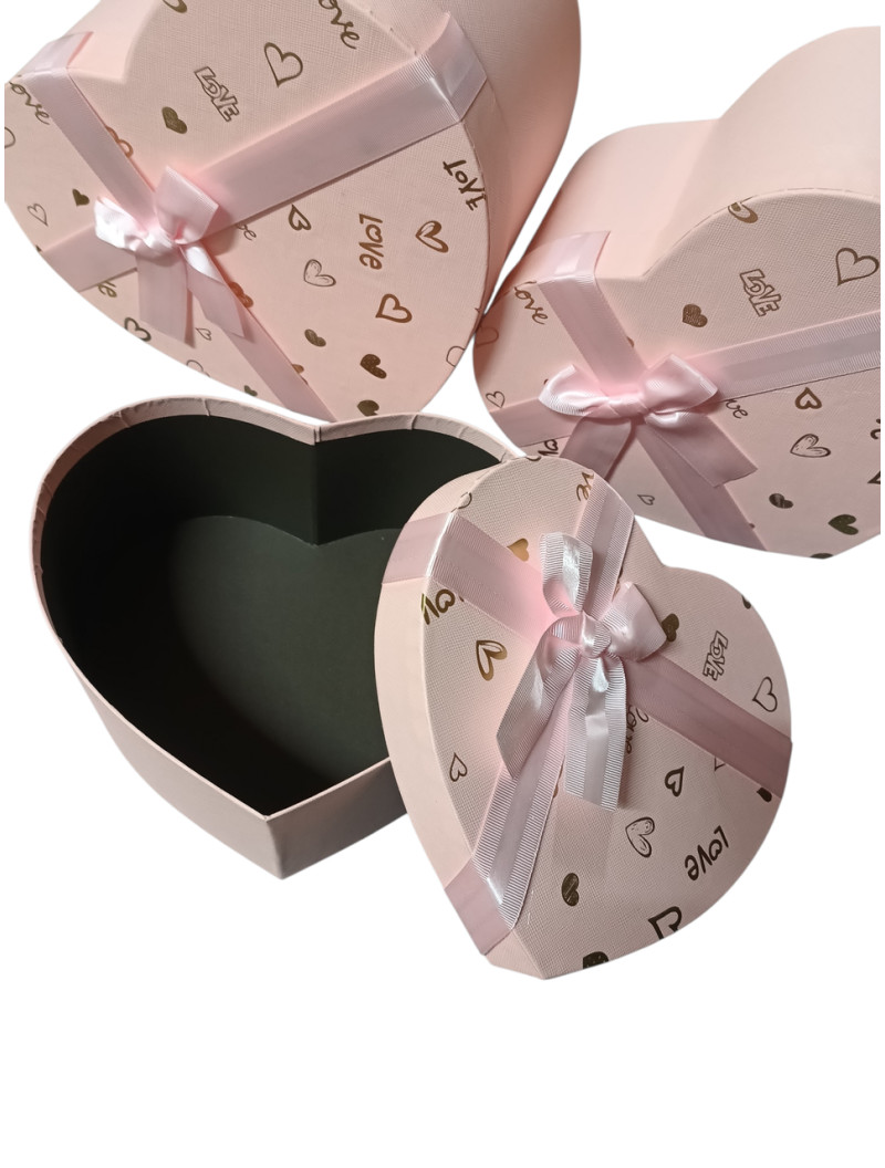 Подарункові коробки "серце"/3 в 1/рожевий