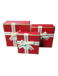 Набір подарункових коробок "квадрат"/червоний/3 в 1