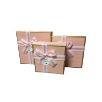 Набір подарункових коробок "квадрат"/рожевий/3 в 1