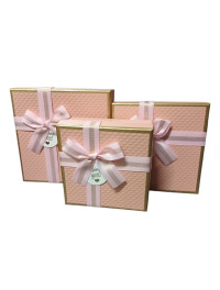 Набір подарункових коробок "квадрат"/рожевий/3 в 1