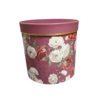 Подарочная коробка с крышкой/ бордовая принт цветы /