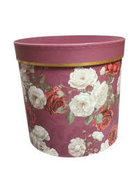 Подарункова коробка з кришкою/бордова принт квіти/