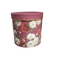 Подарочная коробка с крышкой/ бордовая принт цветы / L