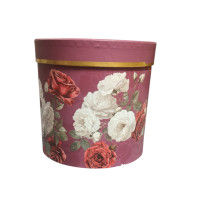 Подарочная коробка с крышкой/ бордовая принт цветы / S