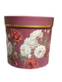 Подарункова коробка з кришкою/бордова принт квіти/S
