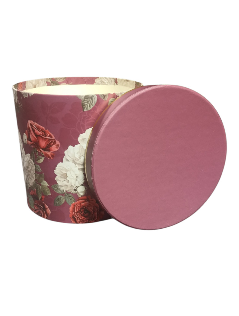 Подарункова коробка з кришкою/бордова принт квіти/S