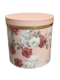 Подарункова коробка з кришкою/ персик принт квіти/L