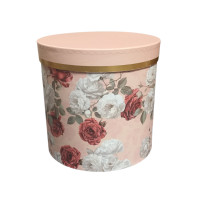 Подарочная коробка  с крышкой/ персик принт цветы / S