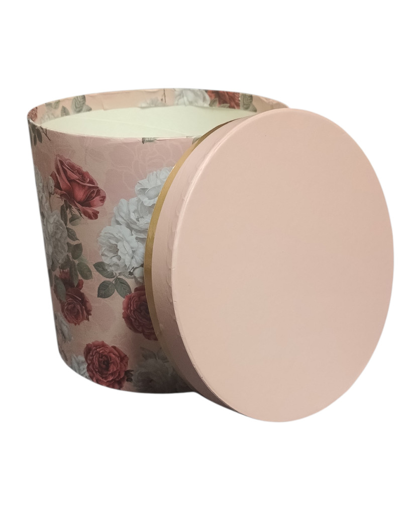 Подарункова коробка з кришкою/ персик принт квіти/S