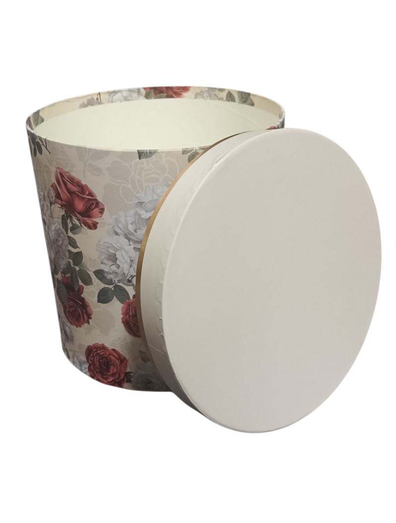 Подарункова коробка з кришкою/ Бежевий принт квіти/M