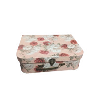 Подарочная коробка "сундук" / персик с принтом / S