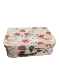 Подарункова коробка "скринька"/ персик із принтом/S