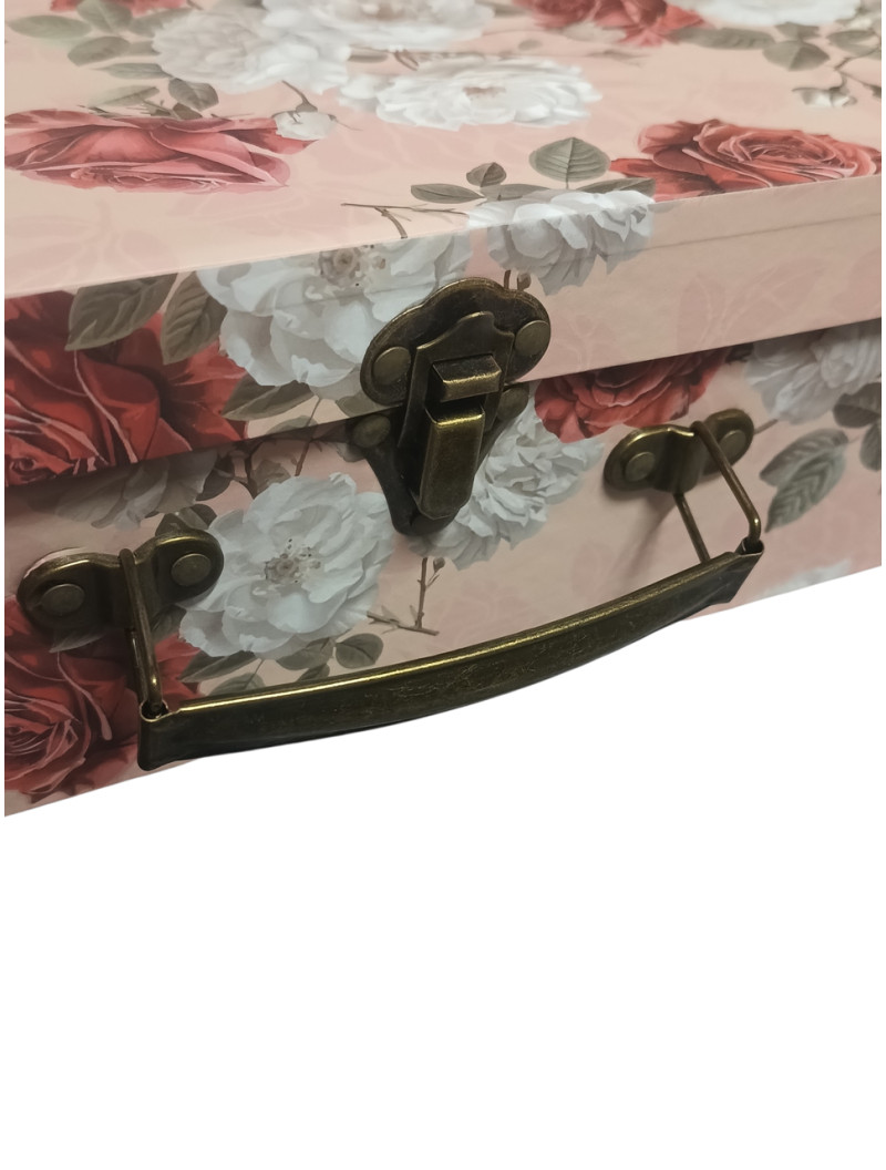 Подарункова коробка "скринька"/ персик із принтом/S