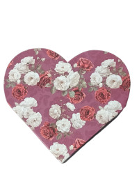 Подарункова коробка "серце валіза"/бордо з квітами/середя