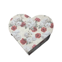 Подарочная коробка "сердце чемодан " / бежевый с цветами/ большая