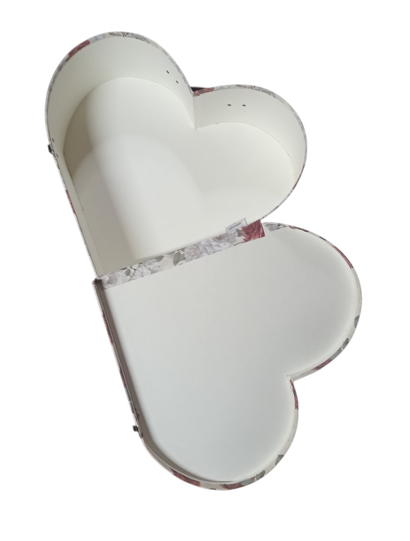 Подарункова коробка "серце валіза"/бежевий з квітами/середньо