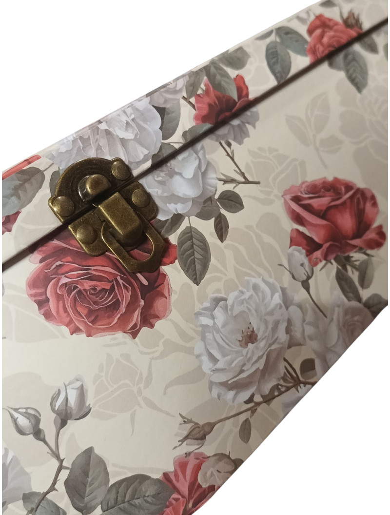 Подарункова коробка "серце валіза"/бежевий з квітами/середньо