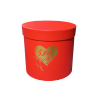 Подарочная коробка  / Красный / Большая / Диаметр 18 см