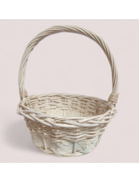 Плетений кошик/ круглий/білий/відомий 27 см висота 30 см