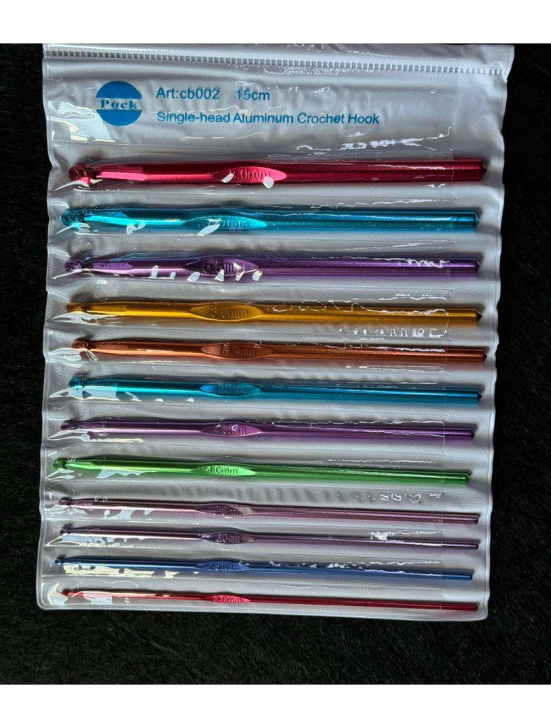 Набір алюмінієвих гачків для в'язання 12 шт (2-8 мм)