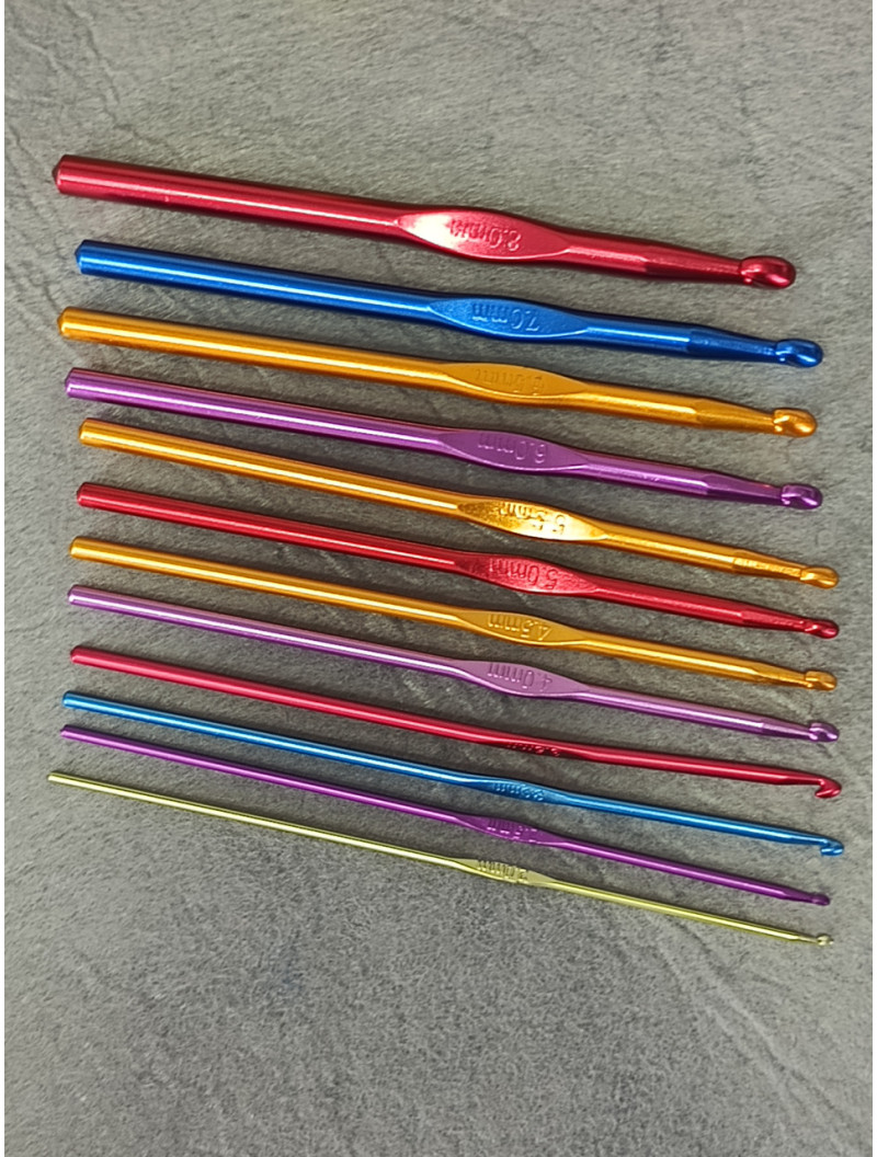 Набір алюмінієвих гачків для в'язання 12 шт (2-8 мм)