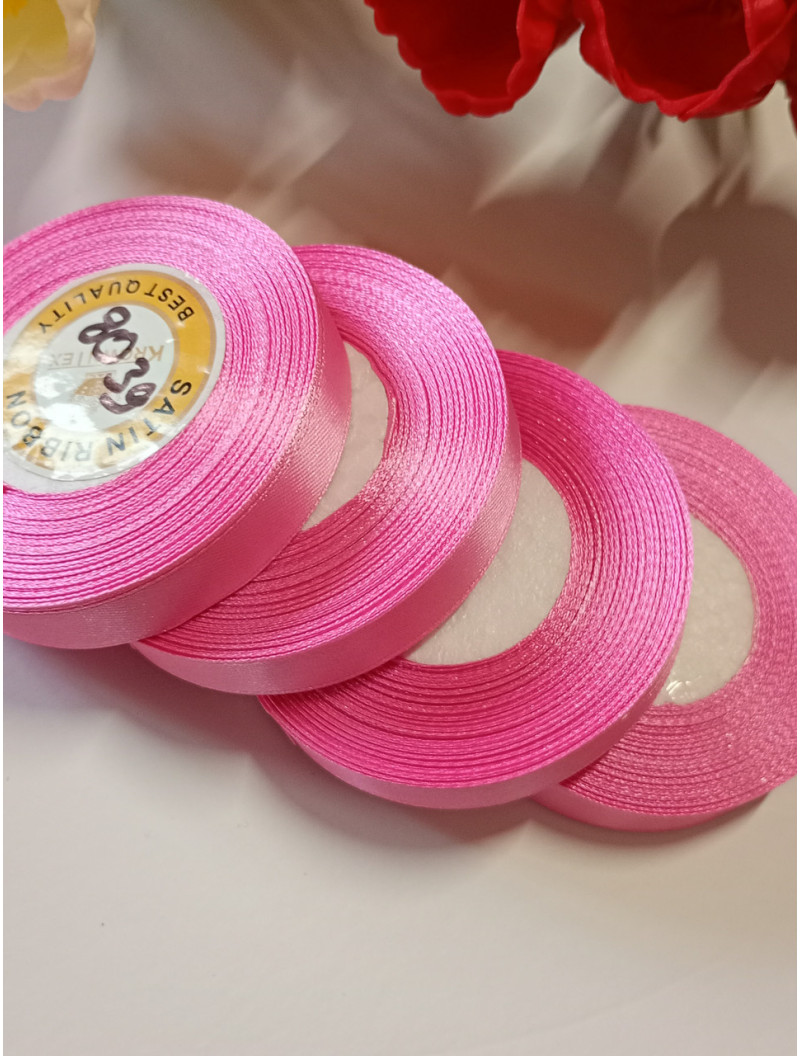 Атласна стрічка/1,2 см/23 метри/рожевий