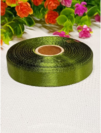 Атласна стрічка/ 1.2 см/23 метри/оливка