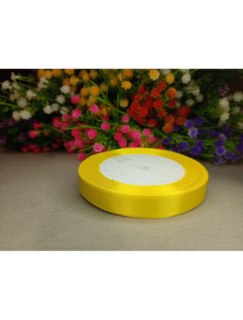 Атласна стрічка/1,2 см/23 метри/ жовтий