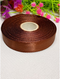 Атласна стрічка/1,2 см/23 метри/коричневий