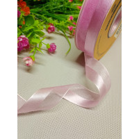 Стрічка органза + атлас / Рожево-пудровий / 2.5 см / 1 метр