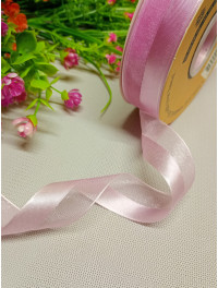 Стрічка органза + атлас / Рожево-пудровий / 2.5 см / 1 метр