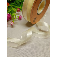 Стрічка органза + атлас/ молочний/2.5 см/1 метр