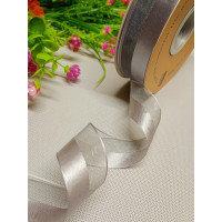 Лента органза + атлас / серый / 2.5 см / 1 метр