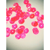 Пайетки / 6 мм / радужные розовый неон прозрачный/ 5 гр