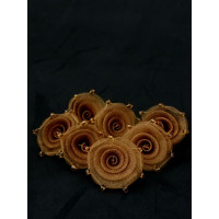 Фатиновый цветок с бисером. Размер - 2-2,5 см. Цвет - карамельный