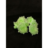 Фатиновый цветок с бисером. Размер - 2-2,5 см. Цвет - салатовый.