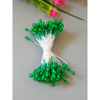 Тычинка 3 мм / зелёный / 95-98 шт / глянец двусторонняя