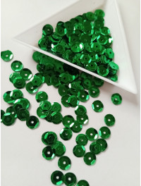 Паєтки грань круглі. Розмір 6 мм. зелені. паковання — 5 грамів