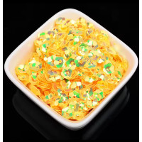 Пайетки цветок / 6 мм / радужные желтые / 5 гр