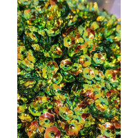 Пайетки цветок / 6 мм / радужные зеленые / 5 гр