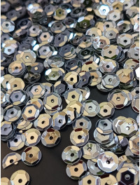 Паєтки грань круглі. Розмір 6 мм. срібло. паковання — 5 грамів