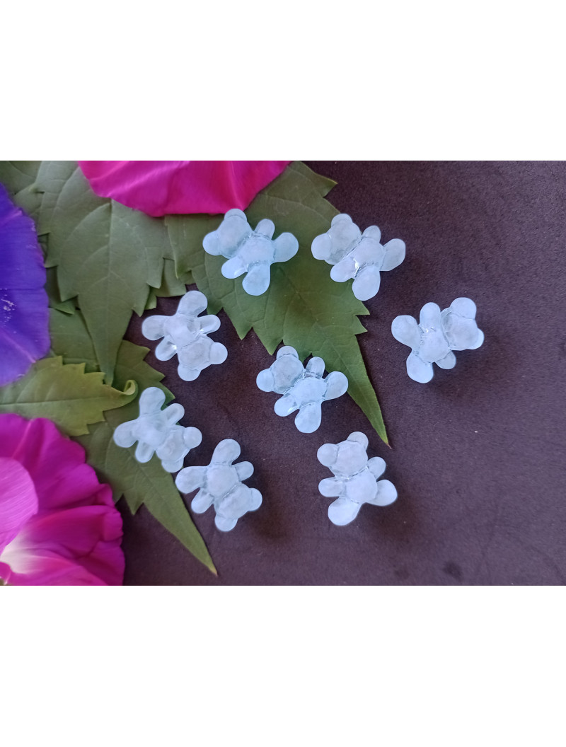 Бусина Мишка, Пластик. Размер - 16 мм. Цвет - голубой