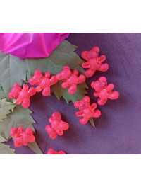 Бусяна Ведмедик, Пластик. Розмір — 16 мм. Колір червоний