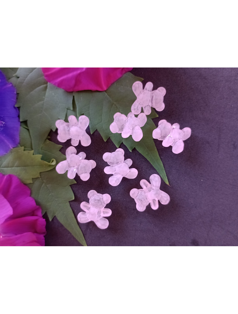 Бусяна Ведмедик, Пластик. Розмір — 16 мм. Колір рожевий